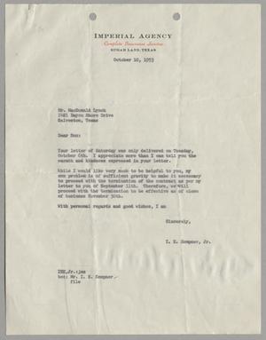 [Letter from Isaac Herbert Kempner, Jr. to Macdonald Lynch, October 10, 1953]