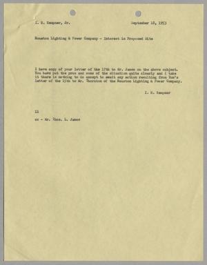 [Letter from Isaac Herbert Kempner to Isaac Herbert Kempner Jr., September 18, 1953]