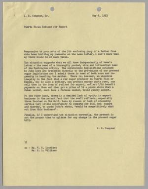 [Letter from I. H. Kempner to I. H. Kempner, Jr., May 6, 1953]