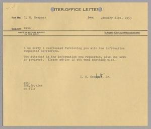 [Letter from I. H. Kempner, Jr. to I. H. Kempner, January 21, 1953]