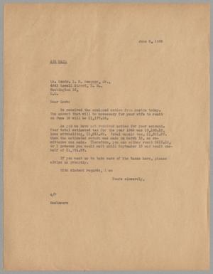 [Letter from A. H. Blackshear Jr. to Isaac Herbert Kempner Jr., June 5, 1945]
