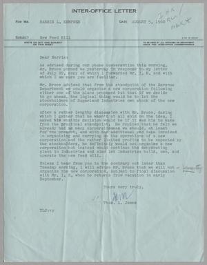 [Letter from Thomas Leroy James to Harris Leon Kempner, August 5, 1960]