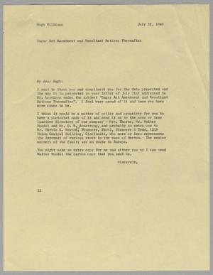 [Letter from Isaac Herbert Kempner to Hugh L. Williams, July 26 ,1960]