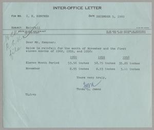 [Letter from Thomas Leroy James to Isaac Herbert Kempner, December 5, 1960]