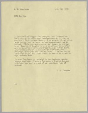 [Letter from I. H. Kempner to R. M. Armstrong, July 22, 1965]