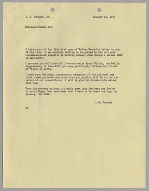 [Letter from I. H. Kempner to I. H. Kempner, January 15, 1953]