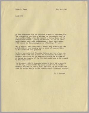 [Letter from Isaac Herbert Kempner to Thomas Leroy James, July 28, 1960]