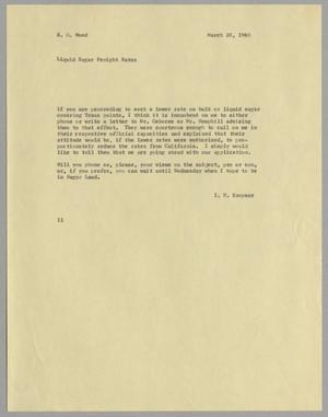 [Letter from Isaac Herbert Kempner to E. Odell Wood, March 28, 1960]