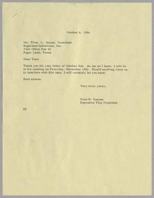[Letter from Fred H. Rayner to Thomas L. James, October 6, 1964]