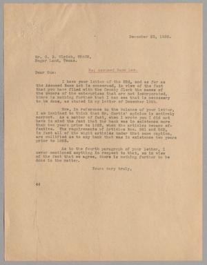 [Letter from J. Seinsheimer to G. D. Ulrich, December 23, 1932]