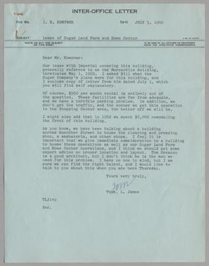 Primary view of object titled '[Letter from Thomas Leroy James to Isaac Herbert Kempner, July 5, 1960]'.