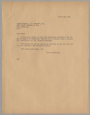 [Letter from A. H. Blackshear Jr. to Isaac Herbert Kempner Jr., August 26, 1945]