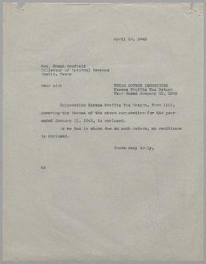 [Letter from Harris L. Kempner, Jr. to Frank Scofield, April 13, 1943]