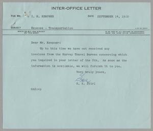 [Letter from Gus A. Stirl to Isaac Herbert Kempner, September 14, 1960]