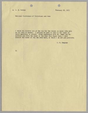 [Letter from I. H. Kempner to J. M. Sutton, February 28, 1953]