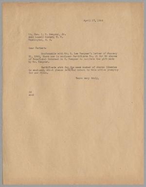 [Letter to Isaac Herbert Kempner Jr., April 17, 1945]