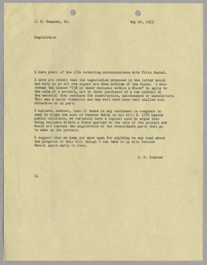 [Letter from Isaac Herbert Kempner to Isaac Herbert Kempner Jr., May 20, 1953]