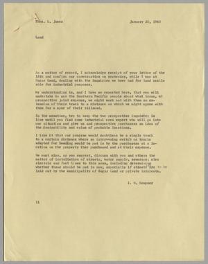 [Letter from Isaac Herbert Kempner to Thomas Leroy James, January 20, 1960]
