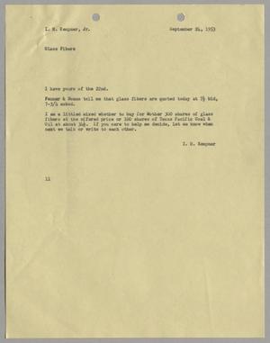 [Letter from Isaac Herbert Kempner to Isaac Herbert Kempner Jr., September 24, 1953]