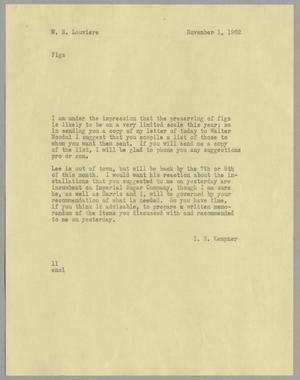 [Letter from Isaac Herbert Kempner to William H. Louviere, November 1, 1962]