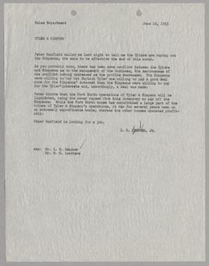 [Letter from Isaac Herbert Kempner to Tyler & Simpson, June 18, 1953]