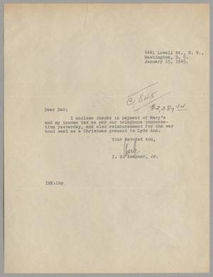 [Letter from Isaac Herbert Kempner Jr. to Isaac Herbert Kempner, January 15, 1945]