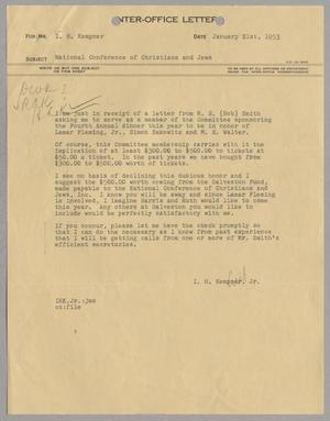 [Letter from I. H. Kempner, Jr. to I. H. Kempner, January 21, 1953]