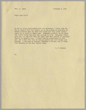 [Letter from Isaac Herbert Kempner to Thomas Leroy James, November 4, 1960]