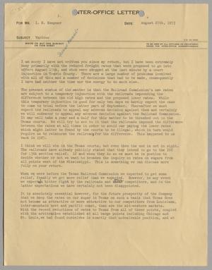 [Letter from Isaac Herbert Kempner Jr. to Isaac Herbert Kempner, August 27, 1953]