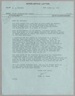 [Letter from Thomas Leroy James to Isaac Herbert Kempner, March 15, 1960]