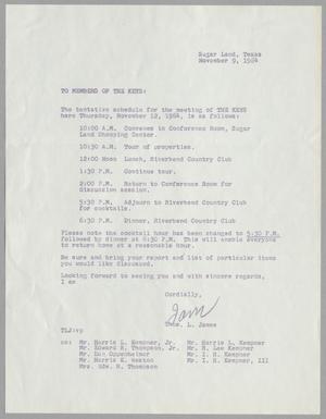 [Letter from Thomas L. James to Members of the Keys, November 9, 1964]