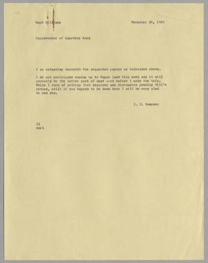 [Letter from Isaac Herbert Kempner to Hugh L. Williams, November 29, 1960]