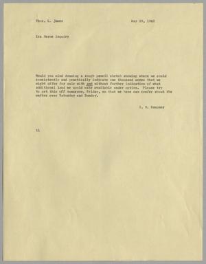 [Letter from Isaac Herbert Kempner to Thomas Leroy James, May 19, 1960]