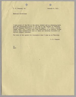 [Letter from I. H. Kempner to I. H. Kempner, Jr., January 6, 1953]