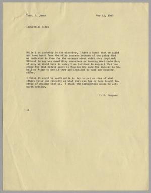 [Letter from Isaac Herbert Kempner to Thomas Leroy James, May 12, 1960]