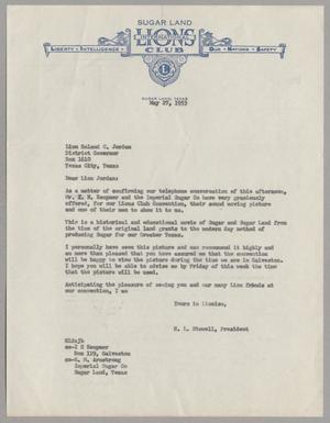 [Letter from H. L. Stowell to Roland C. Jordan, May 27, 1953]