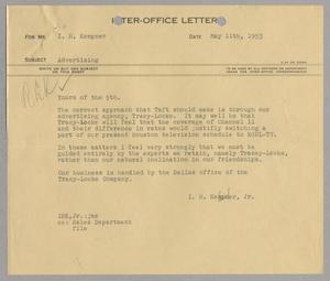 Primary view of object titled '[Letter from I. H. Kempner, Jr. to I. H. Kempner, May 11, 1953]'.