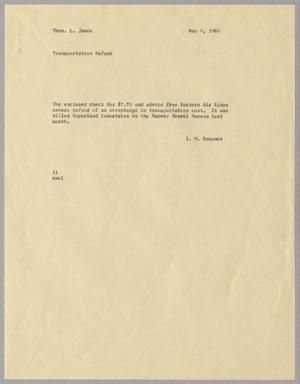 [Letter from Isaac Herbert Kempner to Thomas Leroy James, May 9, 1960