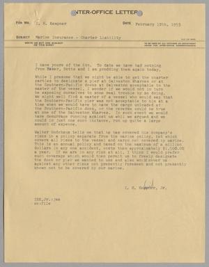 [Letter from I. H. Kempner, Jr. to I. H. Kempner, February 12, 1953]