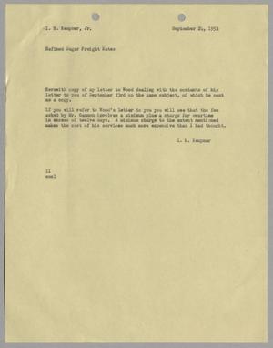 [Letter from Isaac Herbert Kempner to Isaac Herbert Kempner Jr., September 24, 1953]