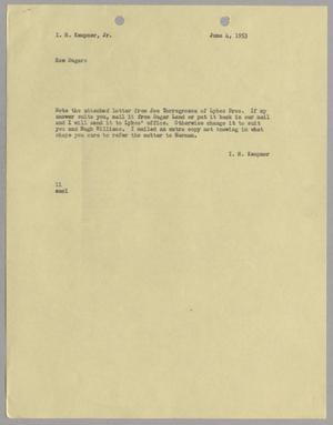 [Letter from Isaac Herbert Kempner to Isaac Herbert Kempner Jr., June 4, 1953]