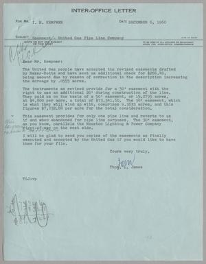 [Inter-Office Letter from Thomas Leroy James to Isaac Herbert Kempner, December 6, 1960]