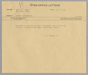 [Letter from Isaac Herbert Kempner Jr. to Harris Leon Kempner, July 1, 1953]