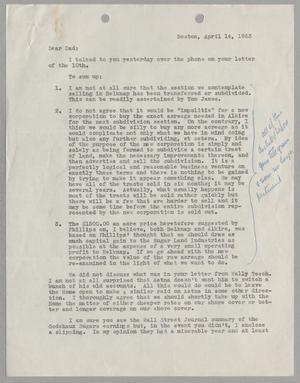 [Letter from I. H. Kempner, Jr. to I. H. Kempner, April 14, 1953]