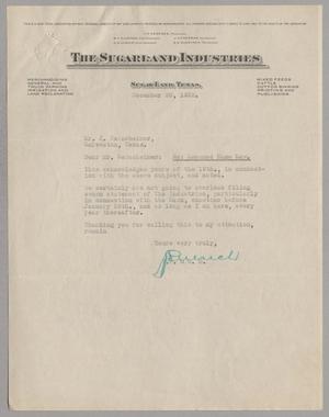 [Letter from G. D. Ulrich to J. Seinsheimer, December 20, 1932]