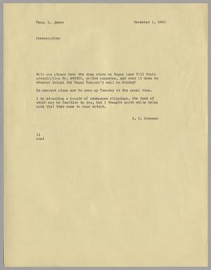 Primary view of object titled '[Letter from Isaac Herbert Kempner to Thomas Leroy James, December 1, 1960]'.