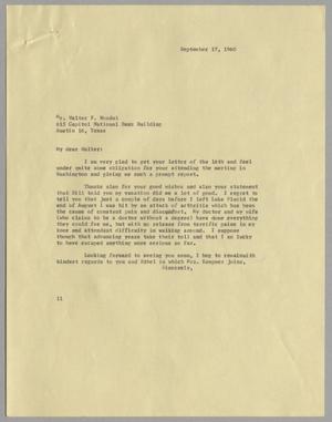 [Letter from Isaac Herbert Kempner to Walter F. Woodul, September 17, 1960]