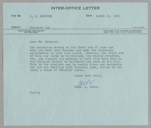 [Letter from Thomas Leroy James to Isaac Herbert Kempner, August 10, 1960]