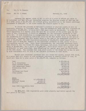 [Letter from R. I. Mehan to I. H. Kempner, February 21, 1946]
