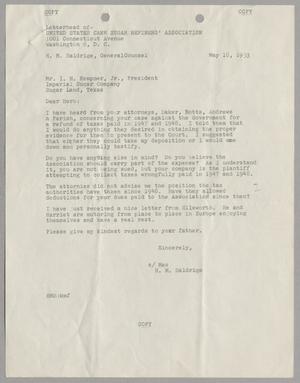 [Letter from H. M. Baldrige to Isaac Herbert Kempner Jr., May 18, 1953]